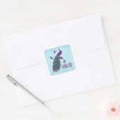 Bruiloft Paarse  Peacock DANK U V01C3 Vierkante Sticker (Envelop)