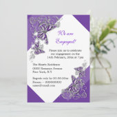 bruiloft Paarse vlinder verloving Kaart (Staand voorkant)