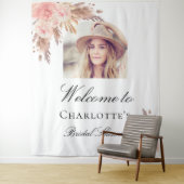 Bruiloft pampas gras roze boog foto wandkleed (In situ)