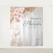 Bruiloft Pampas Gras Tan Rustieke Bloemen Wandkleed (Voorkant)