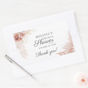 Bruiloft Pampas Gras Terracotta Rechthoekige Sticker