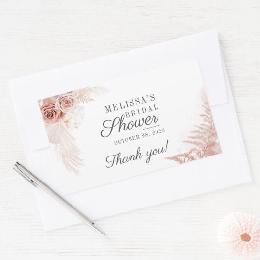 Bruiloft Pampas Gras Terracotta Rechthoekige Sticker (Envelop)