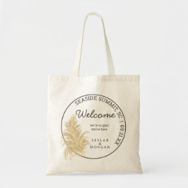 Bruiloft Pampas Grass Tan Op Wit Chic Welkom Tote Bag