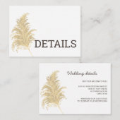 Bruiloft Pampas Grass Tan Op Wit Details Info Informatiekaartje (Voorkant / Achterkant)