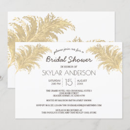 Bruiloft Pampas Grass Tan Op Wit Vrijgezellenfeest Kaart