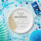 Bruiloft Pampas Grass Tan Op Witte Boho Rustiek Papieren Bordje (Feest)