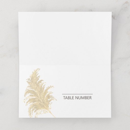 Bruiloft Pampas Grass Tan Op Witte Boho Zomer Plaatskaartje (Binnenkant ongevouwen)