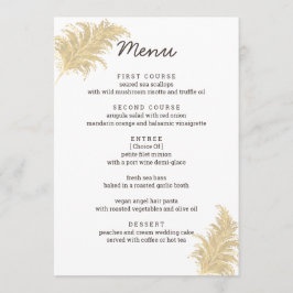 Bruiloft Pampas Grass Tan op witte receptie Menu