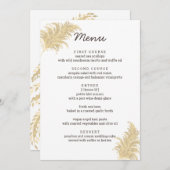Bruiloft Pampas Grass Tan op witte receptie Menu (Voorkant / Achterkant)