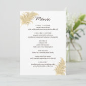 Bruiloft Pampas Grass Tan op witte receptie Menu (Staand voorkant)