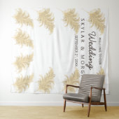 Bruiloft Pampas Grass Tan op witte selfie Foto Wandkleed (In Situ (horizontaal))