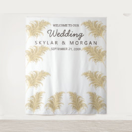 Bruiloft Pampas Grass Tan op witte selfie Foto Wandkleed