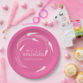 Bruiloft Papier Borden Fuchsia Roze krans Papieren Bordje (Feest)