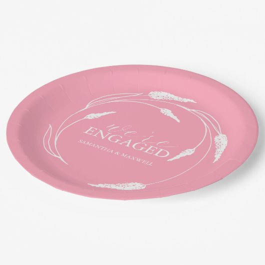 Bruiloft papier Borden roze krans Papieren Bordje (Gekanteld)