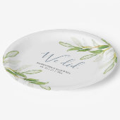 Bruiloft papier Borden Waterverf groen Papieren Bordje (Gekanteld)