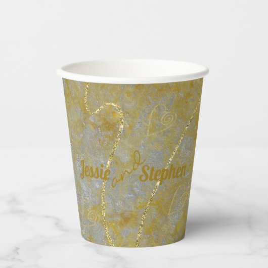 Bruiloft Papier Cup Zilveren voering Papieren Bekers (Voorkant)