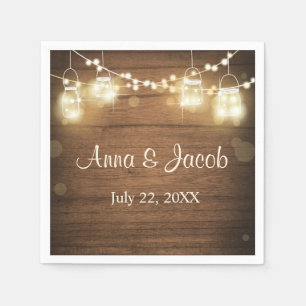 Bruiloft papieren servetten Rustieke houten string