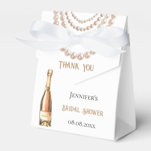 Bruiloft parels Prosecco elegant Bedankdoosjes (Voorkant Zijde)