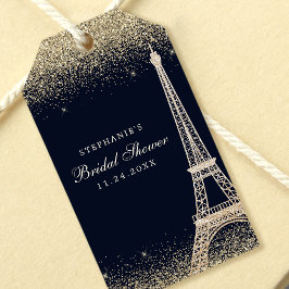 Bruiloft Paris Eiffeltoren Gouden Glitter Bruidsfe Cadeaulabel