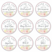 Bruiloft Party Dank u Individuele Roos Bloem Sticker (Voorkant)