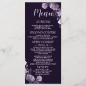 Bruiloft Party Paarse Bloemen Violet Elegant Rusti Menu (Voorkant)