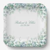 Bruiloft Party Papier Bord Botanische Eucalyptus (Voorkant)