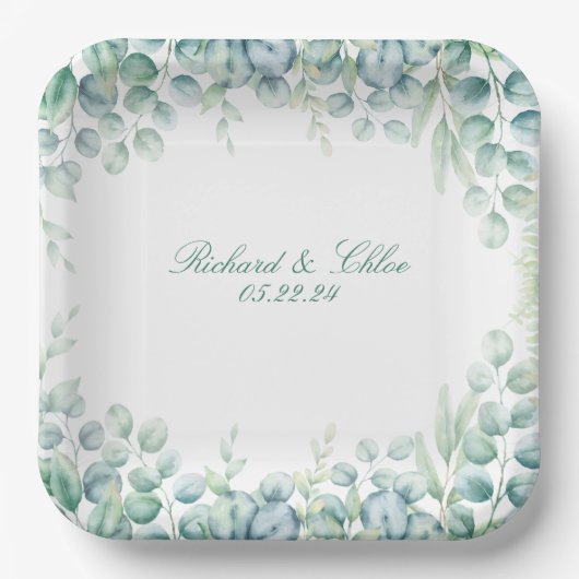 Bruiloft Party Papier Bord Botanische Eucalyptus (Voorkant)