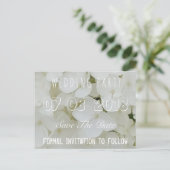 Bruiloft Party Save De datum Bloemen Hydrangea Wit Aankondigingskaart (Staand voorkant)