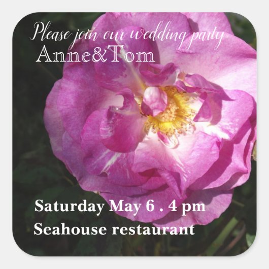 Bruiloft Party Uitnodiging Sticker (Voorkant)