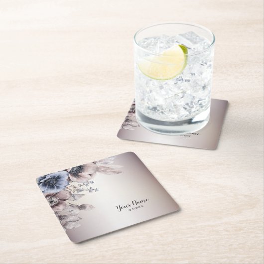 Bruiloft Party Waterverf Pastel Blauw Beige Flower Kartonnen Onderzetters (Insitu)