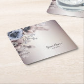 Bruiloft Party Waterverf Pastel Blauw Beige Flower Kartonnen Onderzetters (Schuin)