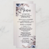 Bruiloft Party Waterverf Pastel Blauw Beige Flower Menu (Voorkant / Achterkant)