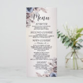 Bruiloft Party Waterverf Pastel Blauw Beige Flower Menu (Staand voorkant)