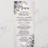 Bruiloft Party Waterverf Pastel Blauw Beige Flower Menu (Voorkant)
