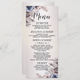 Bruiloft Party Waterverf Pastel Blauw Beige Flower Menu