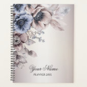 Bruiloft Party Waterverf Pastel Blauw Beige Flower Planner (Voorkant)