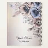 Bruiloft Party Waterverf Pastel Blauw Beige Flower Planner (Achterkant)