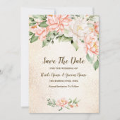 Bruiloft Party Waterverf Perzik Witte Bloem Save T Save The Date (Voorkant)