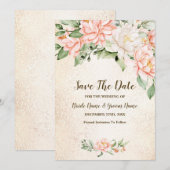 Bruiloft Party Waterverf Perzik Witte Bloem Save T The Date (Voorkant / Achterkant)