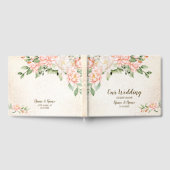 Bruiloft Party Waterverf Perzik Witte Bloemen Gastenboek (Volledig)