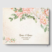 Bruiloft Party Waterverf Perzik Witte Bloemen Gastenboek (Achterkant)