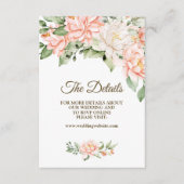 Bruiloft Party Waterverf Perzik Witte Bloemen Informatiekaartje (Voorkant)