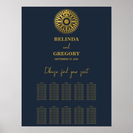 Bruiloft Paspoort Kompas Bruiloft Zittinggrafiek Poster (Voorkant)