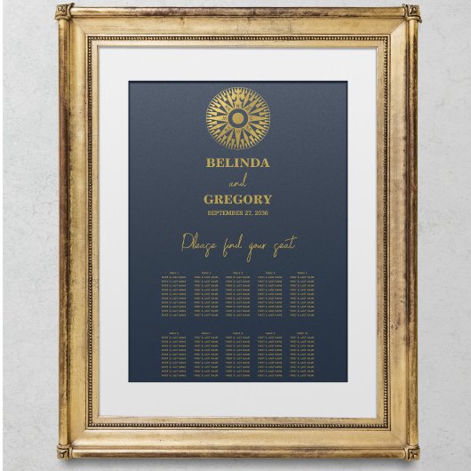 Bruiloft Paspoort Kompas Bruiloft Zittinggrafiek Poster