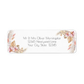 Bruiloft | Pastel Pink Ivory Pampas Grass Etiket (Voorkant)