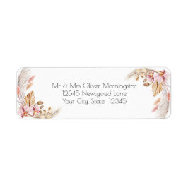 Bruiloft | Pastel Pink Ivory Pampas Grass Etiket