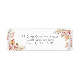 Bruiloft Pastel Pink Ivory Pampas Grass Etiket
