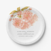 Bruiloft perzik bloesem aangepaste papier bord (Voorkant)