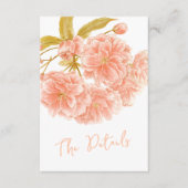 Bruiloft perzik boom bloesem De details plat Informatiekaartje (Voorkant)