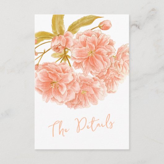 Bruiloft perzik boom bloesem De details plat Informatiekaartje (Voorkant)